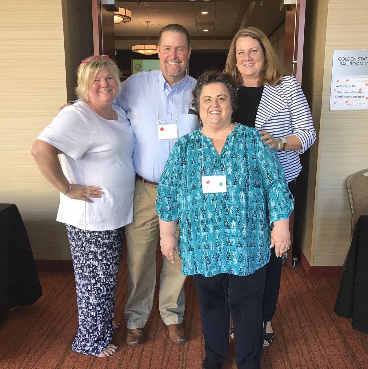 CDE’s statewide Homeless Education Coordinator’s Meeting this week. Providing stability, equity, and access for homeless youth by breaking down barriers. L to R. L Wheeler-CDE, C Williams-KCSOS, S Fuentes-CDE, and L Schultz-MUSD.