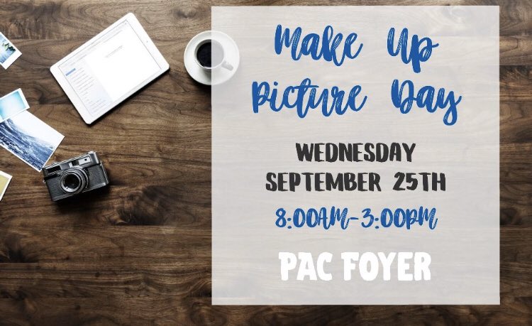 cehs2023's tweet photo. Make up picture day is tomorrow! Bring a big smile! 🐾 https://t.co/EkHIwr8PQD