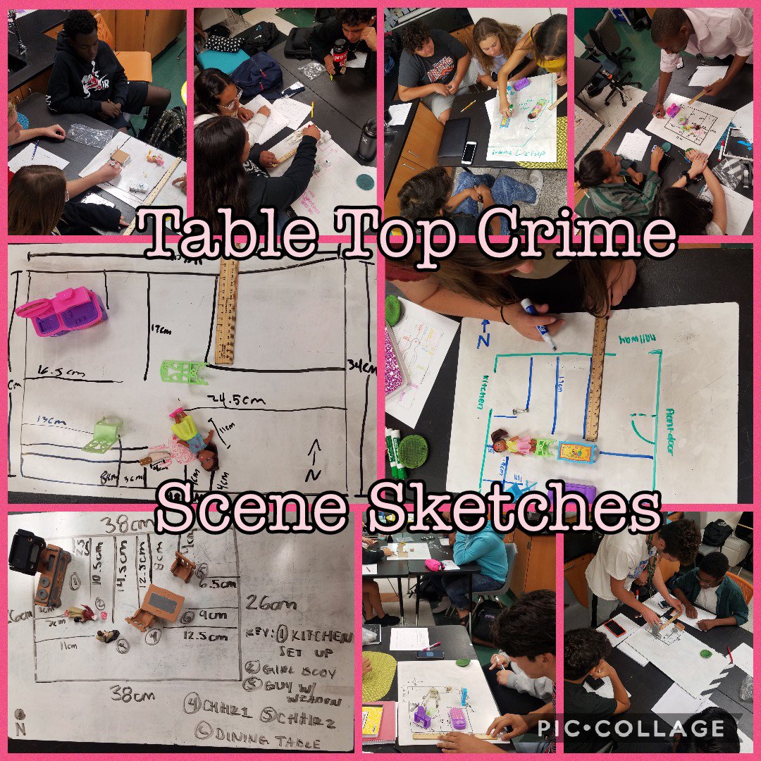 Updegraff_ERHS's tweet photo. #ERHSForensics Ss put their sketching and measuring skills to the test with table top crime scenes. #ERHS #ERHSTWEETS #ERHSScience https://t.co/FYJXM3ZKqp