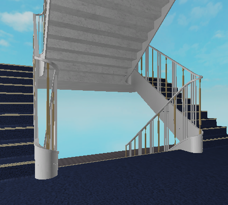 CGT_rblx's tweet photo. Witness children, yet another staircase. This time France's aft first class staircase which connected the writing room/gallery to the lower cabin decks. Still UC. #ROBLOX #RobloxDev #SSFrance https://t.co/Srz8GsuQHQ