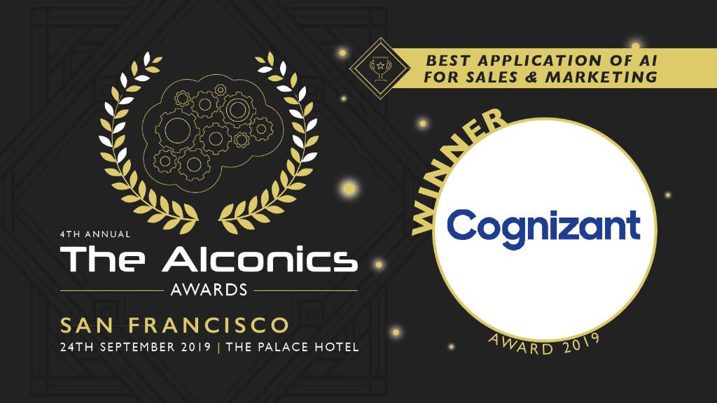 Business_AI's tweet photo. @Cognizant was just won the 'Best Application of #AI for Sales &amp; Marketing' Award at the #AIconics 2019! Well done! 🥇 #AISummit https://t.co/YJjt9X1odb