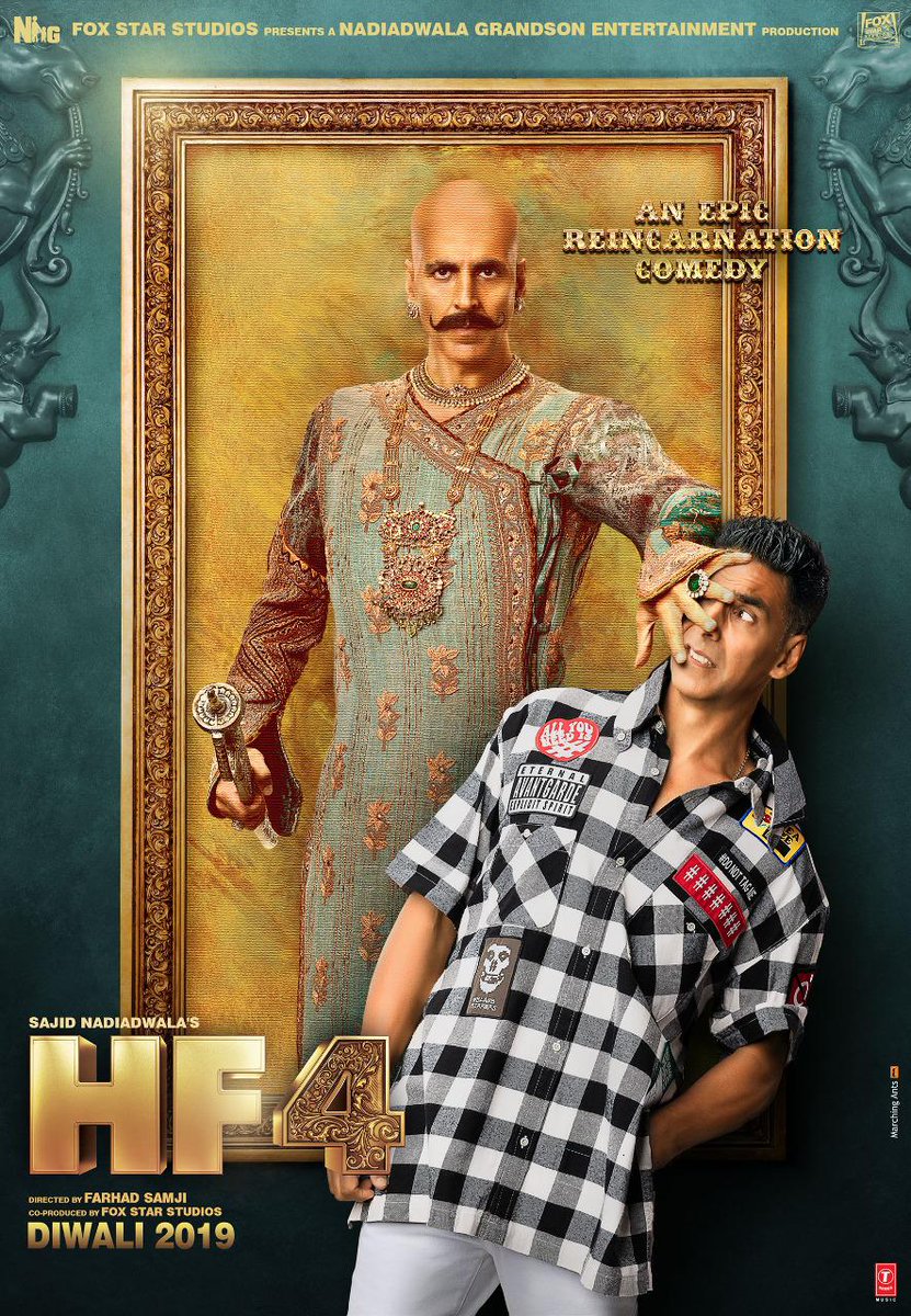 The wait is over... Akshay Kumar as Bala and Harry... Check out the first look posters of #HouseFull4... Trailer on 27 Sept 2019... Directed by Farhad Samji... Produced by Sajid Nadiadwala... Co-produced by Fox Star Studios.