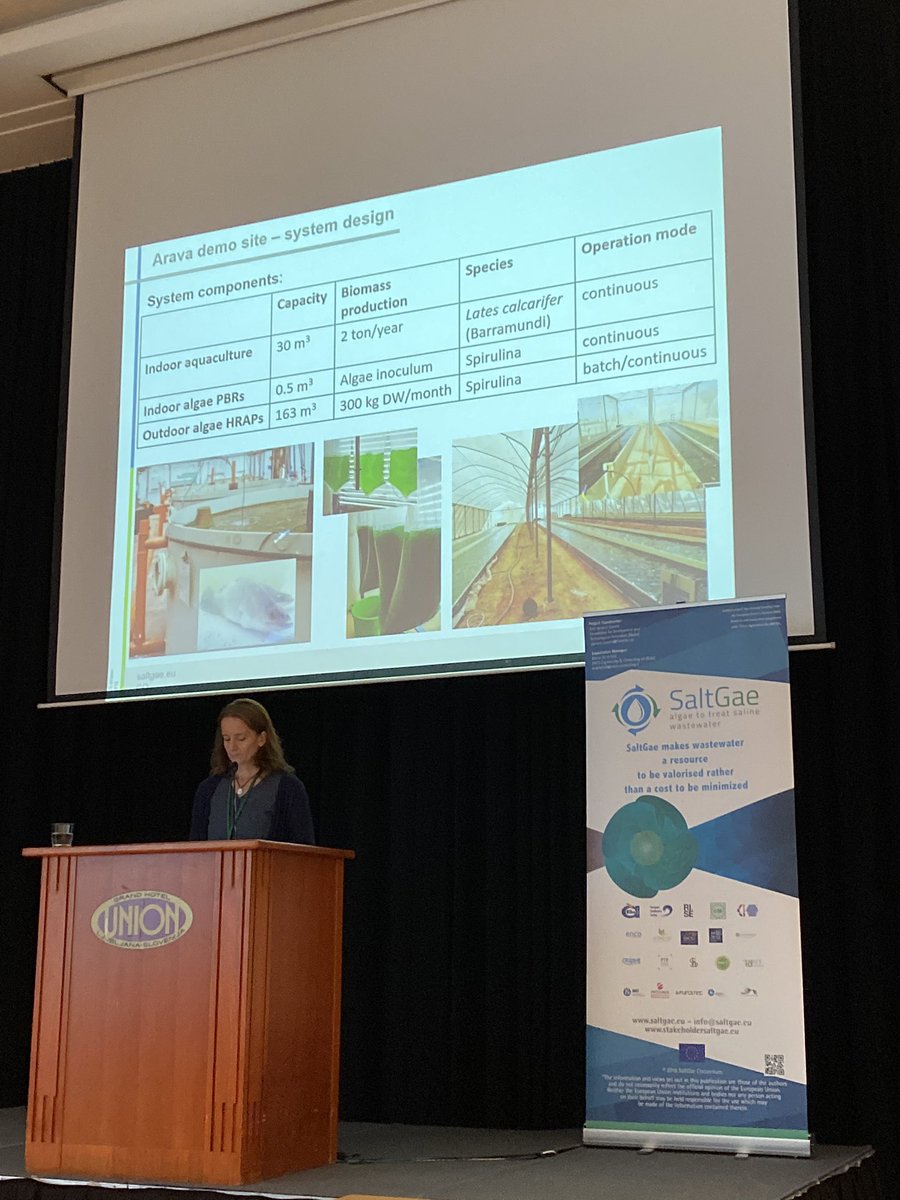 AlgEnTech's tweet photo. Siggi Penno-Winters presenting the third @SaltGae_Project demo site in Arava, Israel, where algae treat the wastewater from fish ponds. #algae #biomass #spirulina https://t.co/jKDnCA8bzr