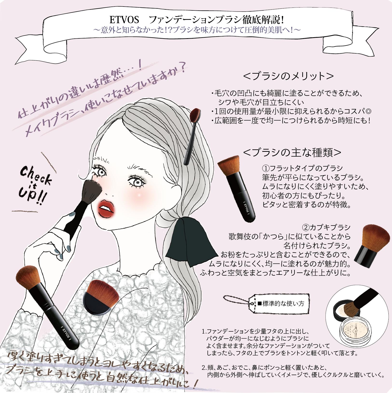 Etvos エトヴォス 公式 メイクブラシ徹底解説 Vol 2 本日もエトヴォスの ファンデーションブラシ をご紹介 正しいブラシの使い方ご存知ですか ブラシを味方につけて メイクに差をつけちゃいましょう