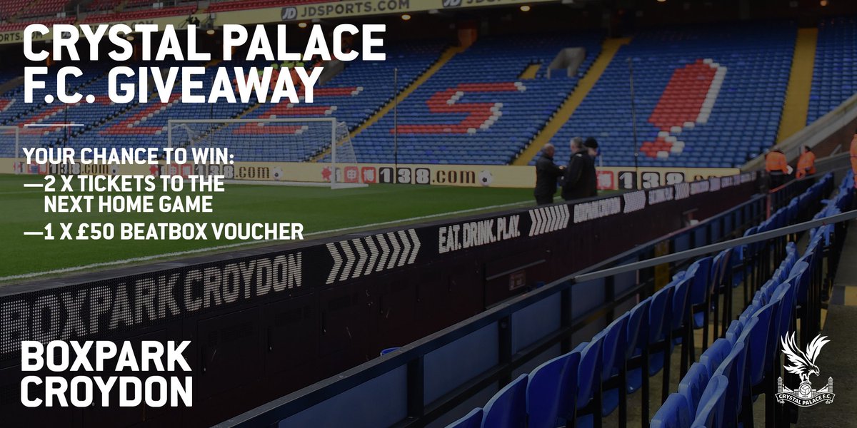 BoxparkCroydon's tweet photo. Guess who's got TWO more @CPFC tickets and Boxpark vouchers to give away? US! That's who!! 🦅

You know the drill, share this post and tag the person you'd take to the #CRYvNOR game. We'll pick a winner on Friday*

*Terms apply. GOOD 🍀LUCK https://t.co/XSF6fatQer