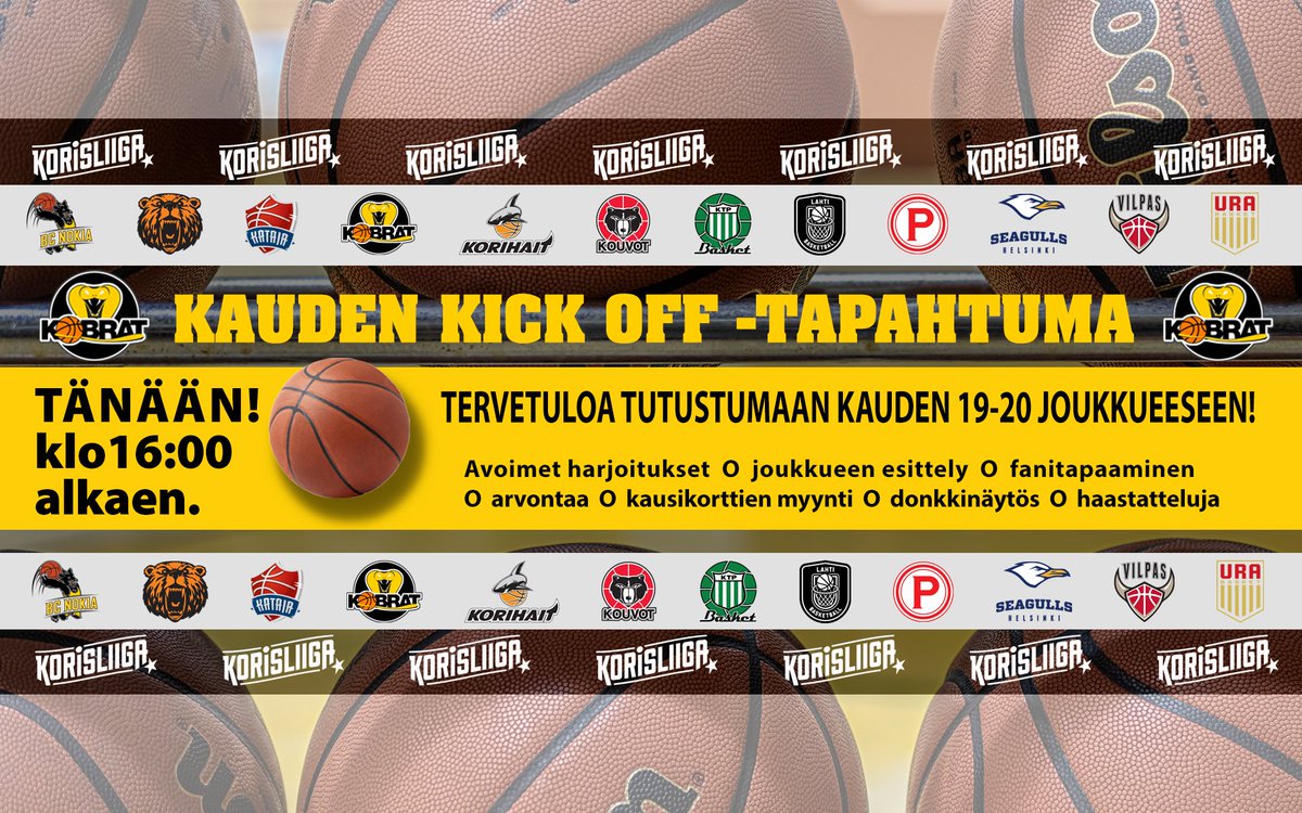 KobratLapua's tweet photo. Tänään @KobratLapua kauden kick off klo 16:00 alkaen. Tervetuloa! #kobrapower #korisliiga #kickoff https://t.co/TWWSMfRPIj