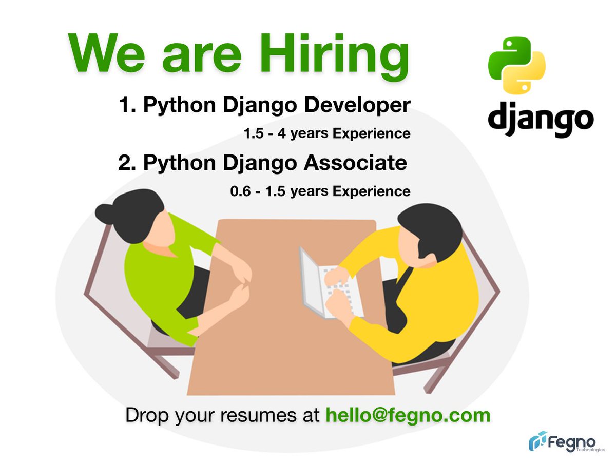 FegnoT's tweet photo. We are looking for developers across the requirements.
1. #Nodejs Developer (Exp: 2-5) (knowledge in #MongoDB Is Preferred)
2. #Python #Django Developer - Exp 1.5-4
3. #Flutter Developer - Exp 1-2
4. Python #Developer - Associate, Exp: 0.6-1.5
5. Flutter Developer - Associate,0-1 https://t.co/AUrjq08XsV