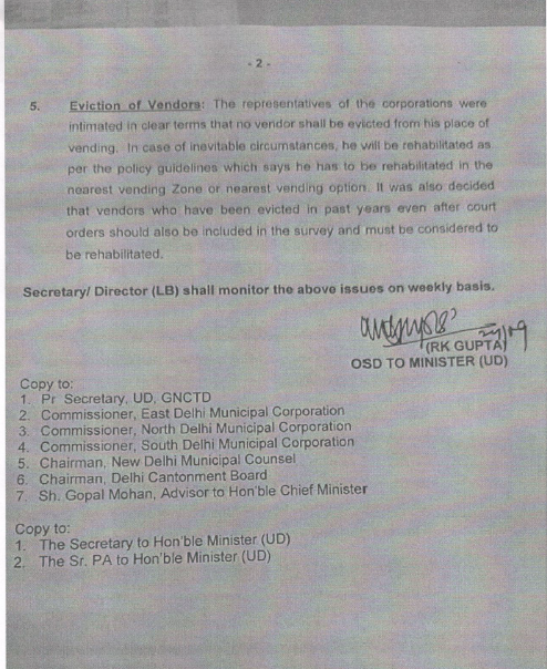 AAPNDGupta's tweet photo. IMP takeaways from meeting w Hon'ble Minister (UD) regd Street Vendors:
1. NO VENDOR SHALL BE EVICTED FROM HIS PLACE OF VENDING  
2. SC order MC Mehta VS UOI &amp; ors DOES NOT RELATE TO VENDORS. 
3. All TVCs to convene meetings within 1 week and commence survey within 2 days. https://t.co/Y7wo2NJubk