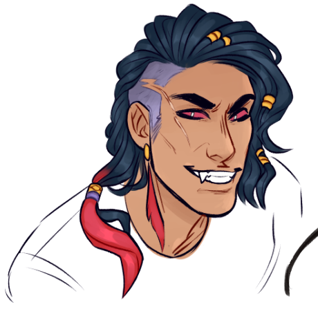 10. Santiago, Seviper gijinka. World's best ex-boyfriend (as in, he's the best at being an ex. as in, he fucking sucks) Works as a hairstylist and owns his own shop, you could honestly do better (but could u fix him?) art by @/themiserabledog