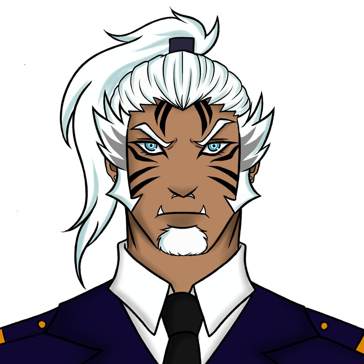 12. Baihu, BNHA OC. Used to be a popular prohero, but is now retired and works as chief of police. Stern and stubbor, but a lot softer than he looks. Flusters easily if you get him just right. Strict, but cares deeply.
