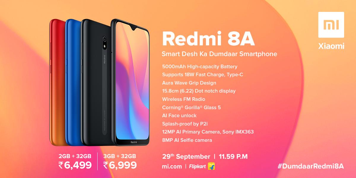 Redmi 8A is official. The Redmi 7A is also on discount at about Rs 4,500 on BBD. Some good upgrades, I think. #redmi8a #redmi7a #xiaomi #BigBillionDays