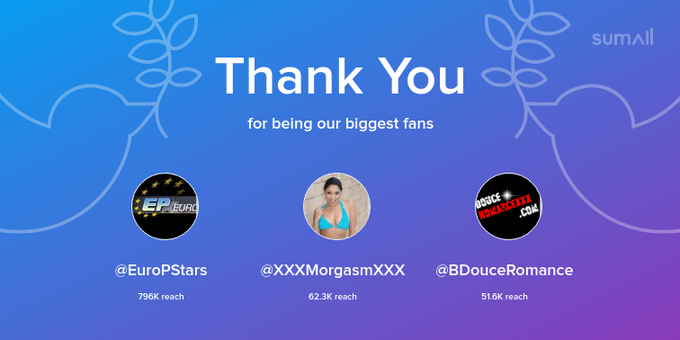 Our biggest fans this week: EuroPStars, XXXMorgasmXXX, BDouceRomance. Thank you! via https://t.co/Lnrg9rGJvt