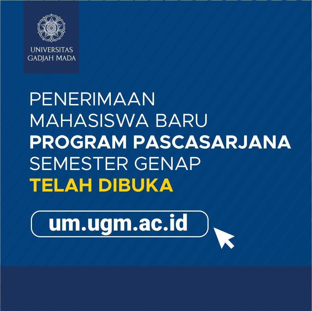 UGMYogyakarta's tweet photo. Halo #kawanugm!
Pendaftaran penerimaan mahasiswa baru Program Pascasarjana semester genap telah dibuka. Silakan cek informasi selengkapnya di https://t.co/a8eZ1MVQ2a.

#KawanUGM tertarik daftar prodi apa nih?

#pmbugm #umugm #dppugm #ugmindonesia #kawanugm https://t.co/L5jbFzSfqT