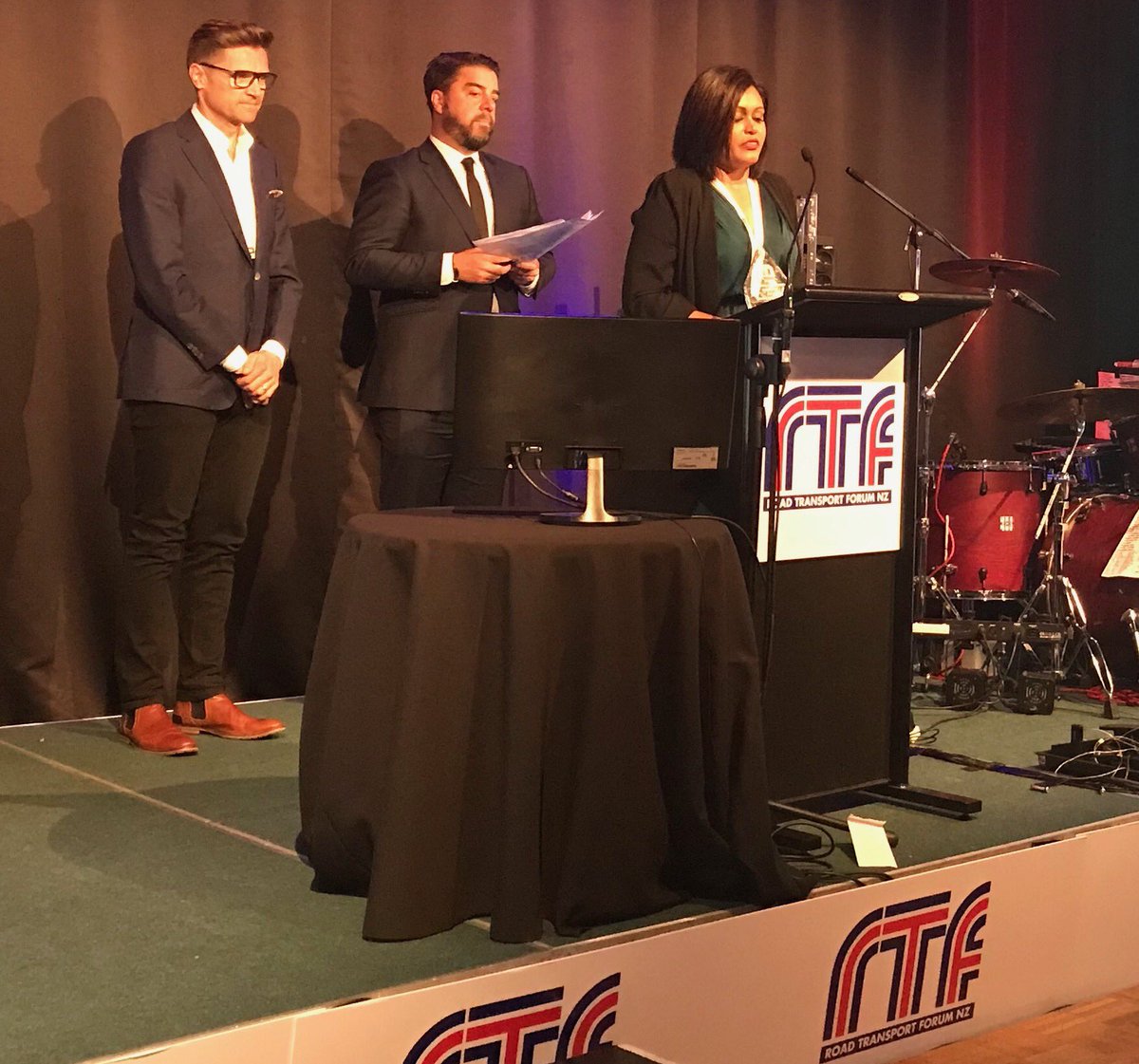 RTFNZ's tweet photo. ⁦@TeletracNavNZ⁩ Outstanding Contribution by a Woman in the Road Transport Industry Ayna Shamim from Angel Transport in Auckland. First time for this award at #RTFNZ2019 awards. Congrats Ayna! https://t.co/wezc7kCPzG