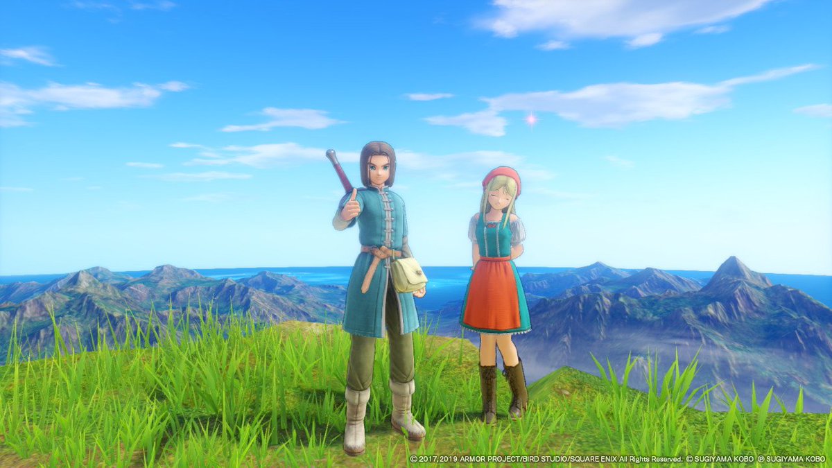 マリィ イシの村頂上 勇者の星と記念撮影 Ps4版クリアしたあとにはじめから遊んだらここで勇者の星が見えた時は震えたよ こんな最初からそこにあったなんて気が付かなかった ドラクエ11s