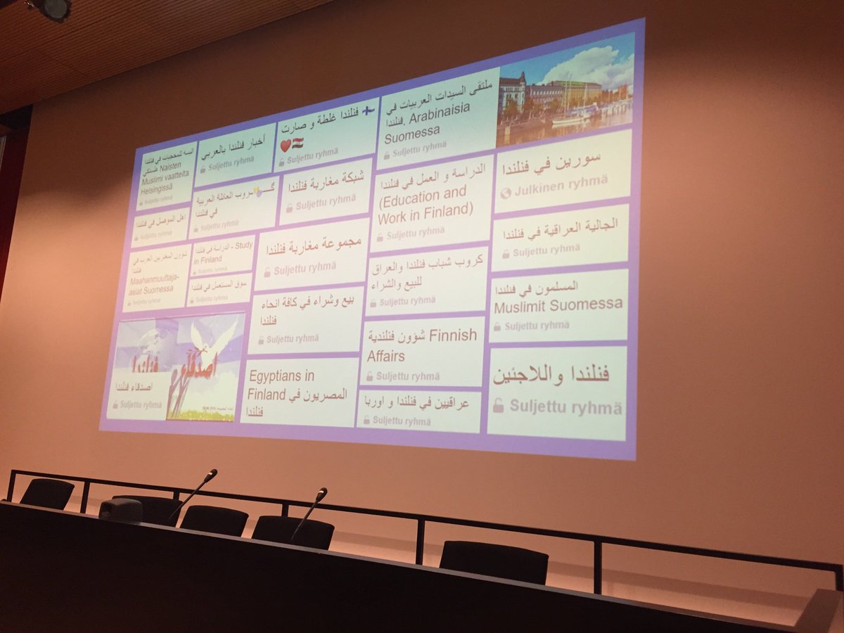 ImmigrationFi's tweet photo. There are lots of Facebook groups in Arabic concerning Finland. @Petronellaleh talking in a workshop @Opetushallitus #OPHxHY https://t.co/KiBnoXGW2b