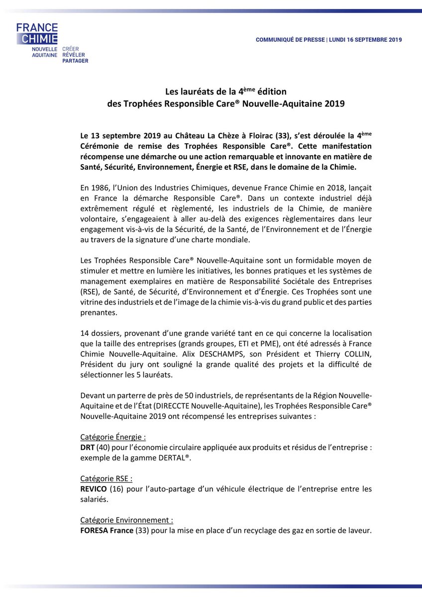 CerinnovGroup's tweet photo. Congratulations to the #cristallerie de Saint Paul #EmauxSoyer, laureate of the Responsible Care® Trophies Nouvelle-Aquitaine 2019 by @FranceChimie in the #Health category! 👏 https://t.co/LjKOUcipOU