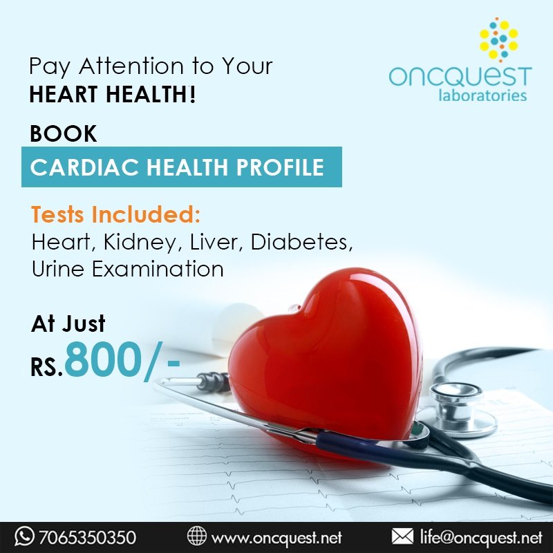 OncquestLab's tweet photo. Pay Attention to Your Heart Health! Book Cardiac Health Profile (Tests Included: Heart, Kidney, Liver, Diabetes, Urine Examination) at Just Rs. 800/- only.
To book an appointment, visit: https://t.co/0EAqoEHz2y or Call: 011-30611432 / 467
#TestForHeart #CardiacHealthProfile https://t.co/kCy7tYCQz2
