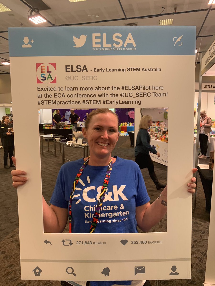 UC_SERC's tweet photo. Our wonderful educator Kim from Oakey is here to speak about her centre and how they’ve used the #ELSAPilot apps! And she’s the first to use the selfie frame! @EarlyChildAust #ECAconference https://t.co/76wWCm7OOt