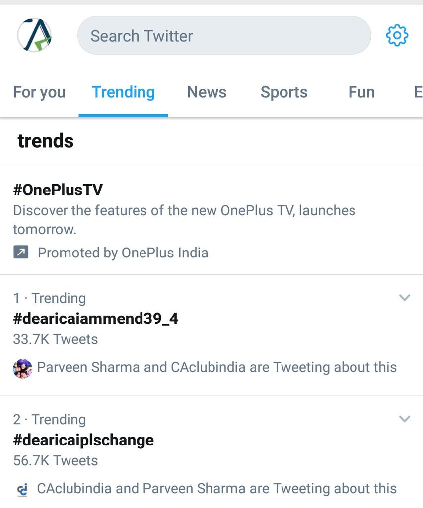 realcareforms's tweet photo. CA Students are leading twitter again on 3rd Day Protest. Top Trending.

Huge round of applause for all CA Students ��👏👏🇮🇳

@canacofficial @caparveensharma 
@PiyushGoyalOffc @nsitharaman
@Anurag_Office @narendramodi

#dearicaiamend39_4
#dearicaiammend39_4 
#dearicaiplschange https://t.co/O2F6y7ZmU8
