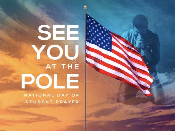 FcaGering's tweet photo. It’s The National Day of Student Prayer! See you at the Flag pole in front of the HS for Prayer at the pole is this morning at 7:30 at the high school! Hope to see you there! #InAllThingsChrist https://t.co/FiOdYct8Sn
