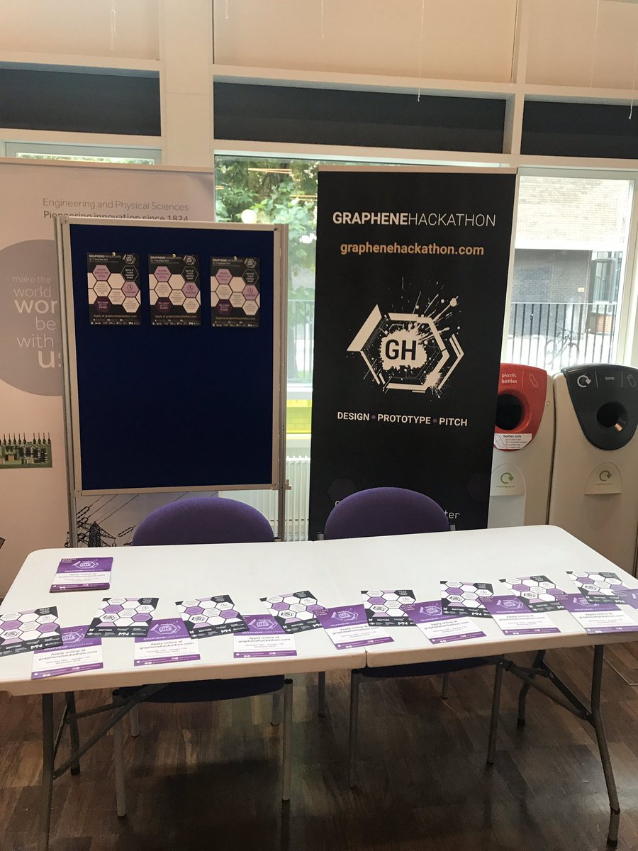 GrapheneHack's tweet photo. @UoMPhysics come and find us at the Society Fair to find out how you can drive Graphene innovation at the #graphenehackathon https://t.co/O7KLNABlZy
