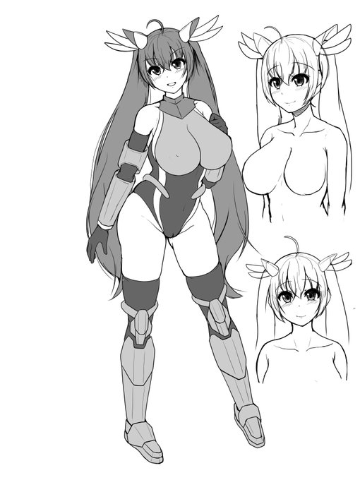 商業原稿のキャラデザ
とっても強いヒロインなので悪のザコ怪人には絶対に負けません
もし負けたら桜の木の下の植えてもらっても構いません 