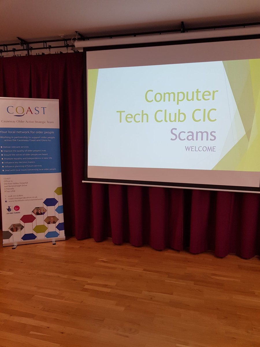 COASTnetwork's tweet image. Looking forward to our final Scam Awareness session in #Limavady this afternoon thanks to funding from @CFNIreland