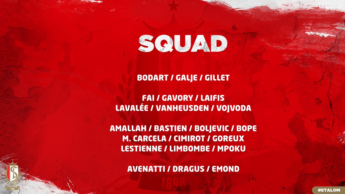 Standard de Liège on Twitter "👥 Le noyau pour Standard de Liège 🆚 Lommel SK 🏆 👥 De kern voor