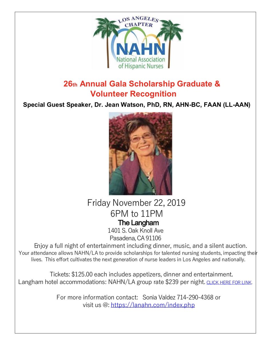 lanahn_nurses's tweet photo. Register today for the 26th Annual Gala Scholarship Graduate and Volunteer recognition today! Date: November 22, 2019 at the Langham Hotel in Pasadena! #lanahn https://t.co/9mxibr5Vkx