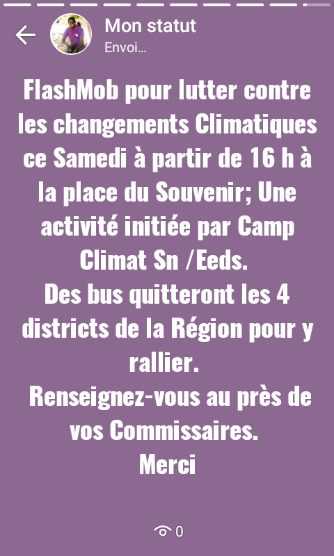 eedsRegionDakar's tweet photo. Pour le @ClimateStrike  , les Eeds de la Région de Dakar ne seront pas en rade au #FlashMob initié par @CampclimatSn  / @eeds_sn  pour ce Samedi 28 à partir de 16 à la Place du Souvenir. 
@worldscouting @ScoutingAfrica https://t.co/PoOLZdTcis
