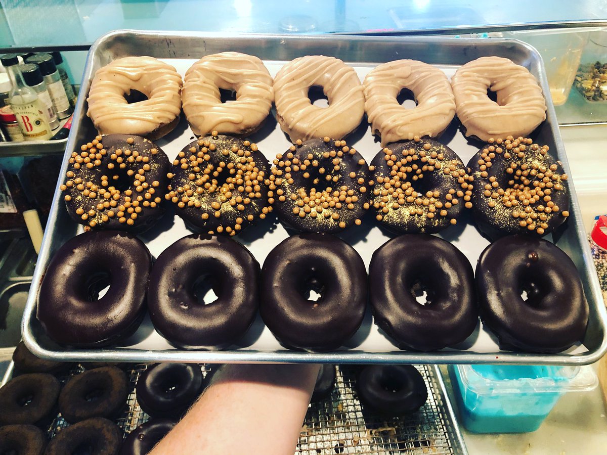 From the top! AppleCider blueberry...golden salted caramel...choc choc #donutking #masterchef #eatfamous #astoria #desserts #masterchef