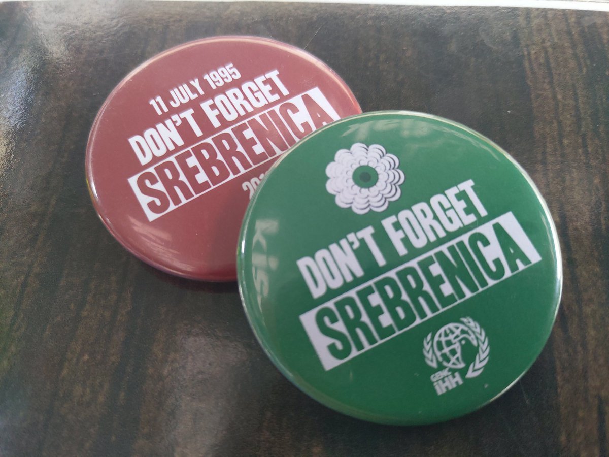DietmarPichler1's tweet photo. I asked a girl if I can make a picture of her bag with two "don't forget #Srebrenica" 
pins. She was so pleased that I'm interested in this cause, that she decided to give me both as a present...
#Tulza #Bosnia https://t.co/2GdTxVSpLW