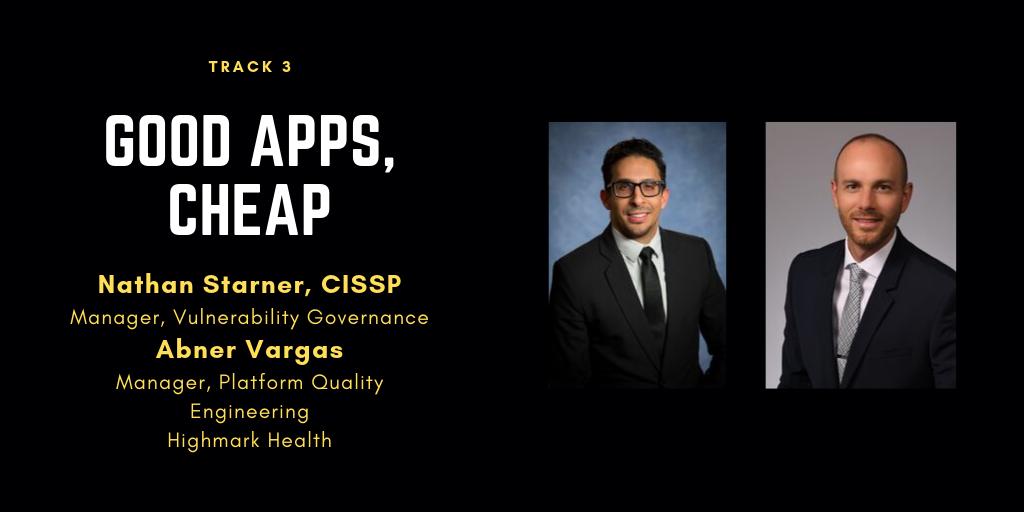 Highmark Health’s Nathan Starner and Abner Vargas present “Good Apps, Cheap.”
#BSidesHBurg #BSides BSidesHarrisburg.com