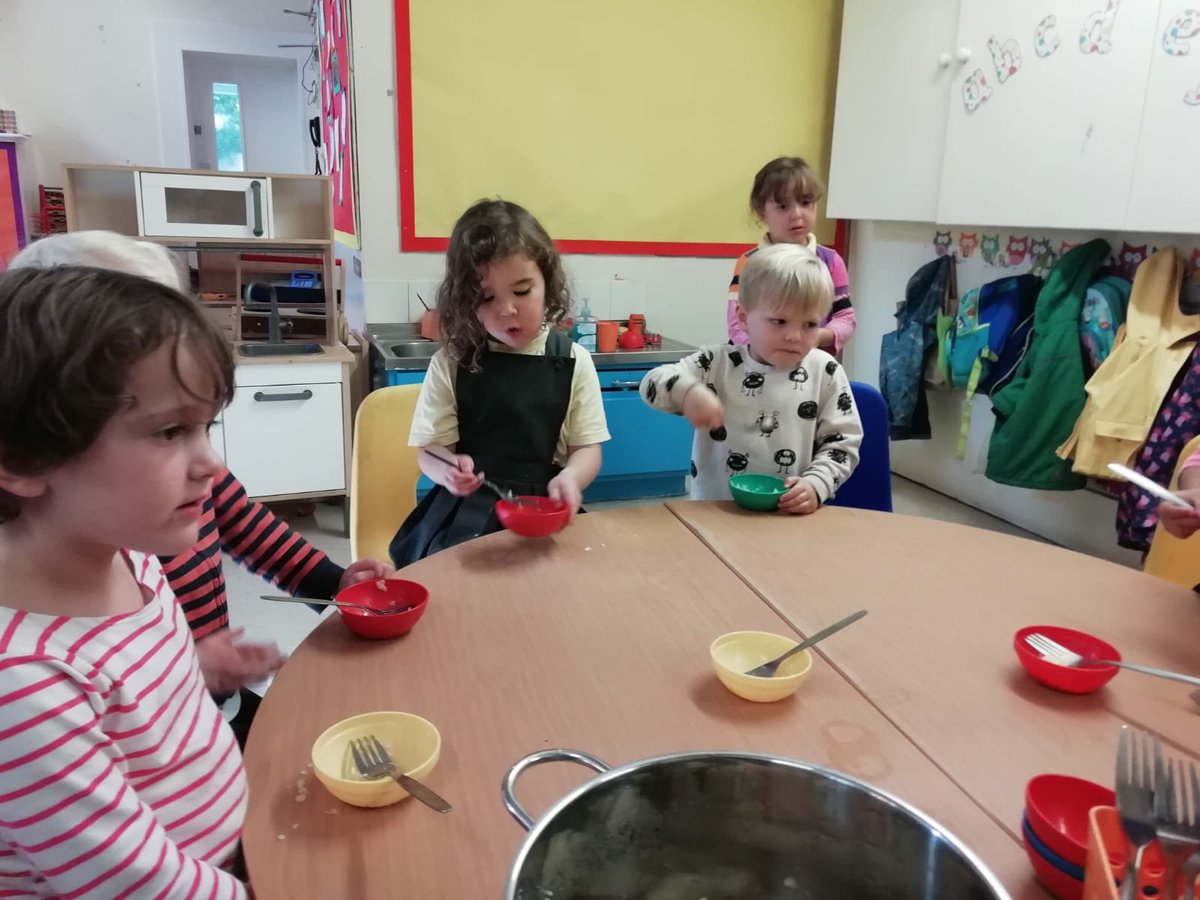 Washing ,counting ,eating new potatoes with mint , using all potatoes and herbs grown in nursery.@connie @ReayPrimary #counting #healthyeating #learningnewthings #turntaking