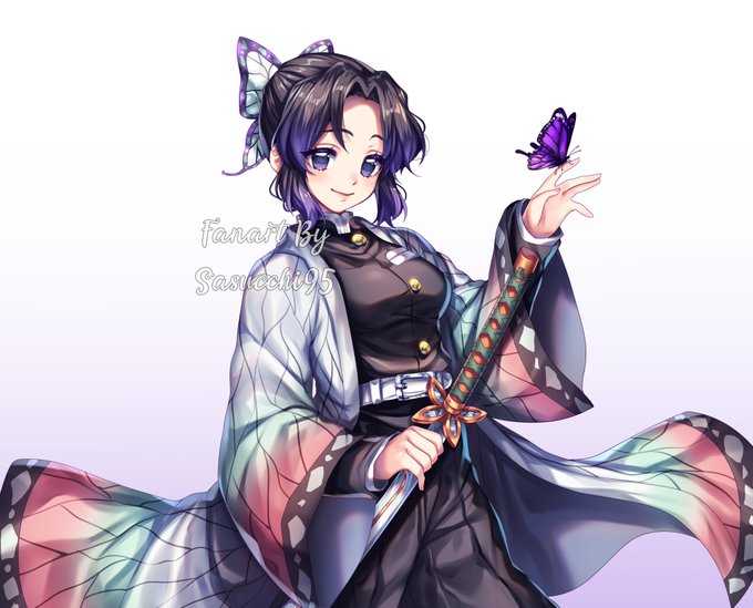 🌸Sasu🌸さんがTwitterに投稿した胡蝶しのぶ(鬼滅の刃)のイラスト。