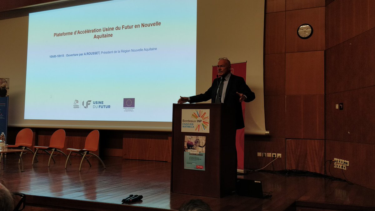 Alpha_RLH's tweet photo. Alain Rousset, Lancement plateforme d'accélération Usine du Futur Nouvelle-Aquitaine @NvelleAquitaine @al_rousset @ENSEIRBMATMECA @ALPhANOV_ @cisteme @CATIE_AQ @ptf_CANOE #photonique #electronique #hyperfrequences #materiaux https://t.co/WzsejrrnqS