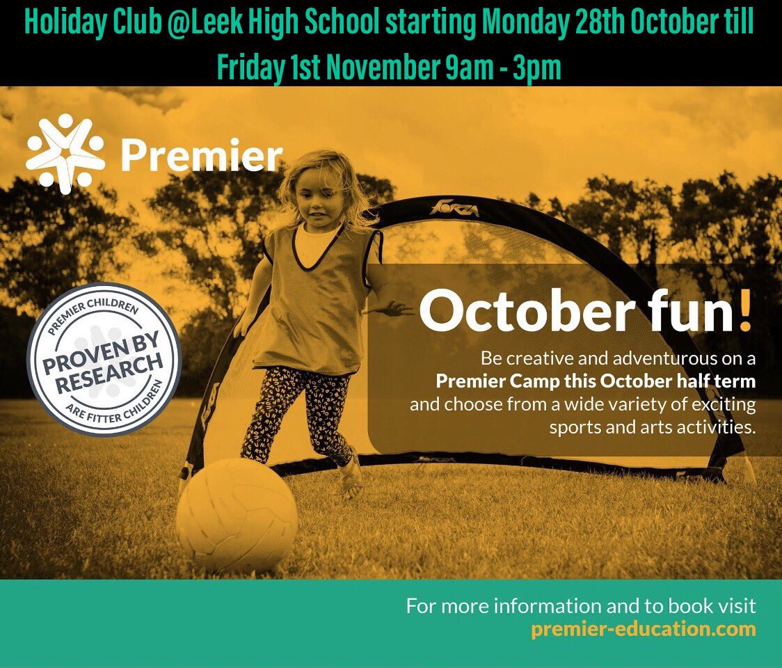 We are back this October half term <a href="/LeekHighSchool/">Leek High School</a> with another amazing sports holiday club.
See you all soon!