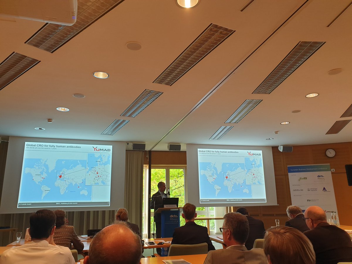 BioRNCluster's tweet image. Company presentation at #EBDC 2019 showcasing several of our #BioRNmembers. @Yumab_GmbH develops therapeutic fully human #antibodies. #biotech @BIODeutschland @TechTransfrDKFZ