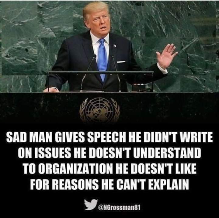 sheriffali's tweet photo. #EmbarrassingAmerica Donald Trump Speech at the United Nations in New York shows the World just how Stupid and uninformed he really is. https://t.co/iNqgbOdDSV