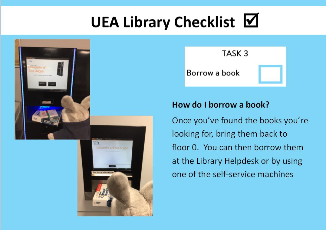 UEALibrary's tweet image. Using the Library - Task 3.  #UEALibraryChecklist #LibraryMascots #RequestReadReturn