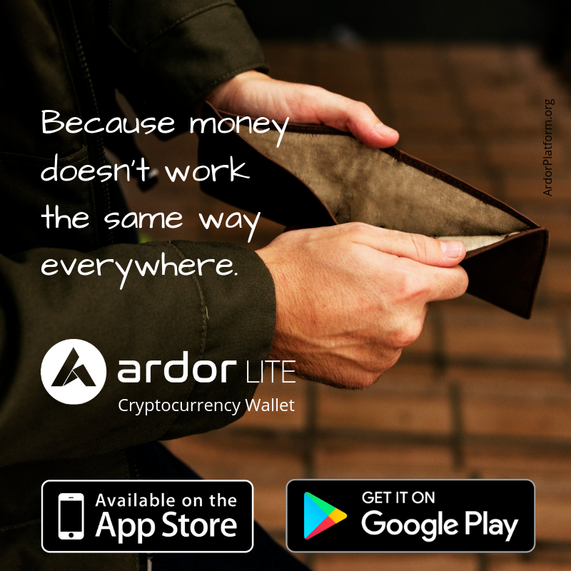 nft_artist's tweet photo. Because #money doesn't work the same way everywhere. Use #Ardor Lite Wallet on your phone for $ARDR  $IGNIS  $AEUR $BITS $MPG  transactions from your #mobile. Links to the #cryptocurrency wallet on #playstore and #appstore are here: https://t.co/Yup25kBrHt https://t.co/8EYgDw3t31