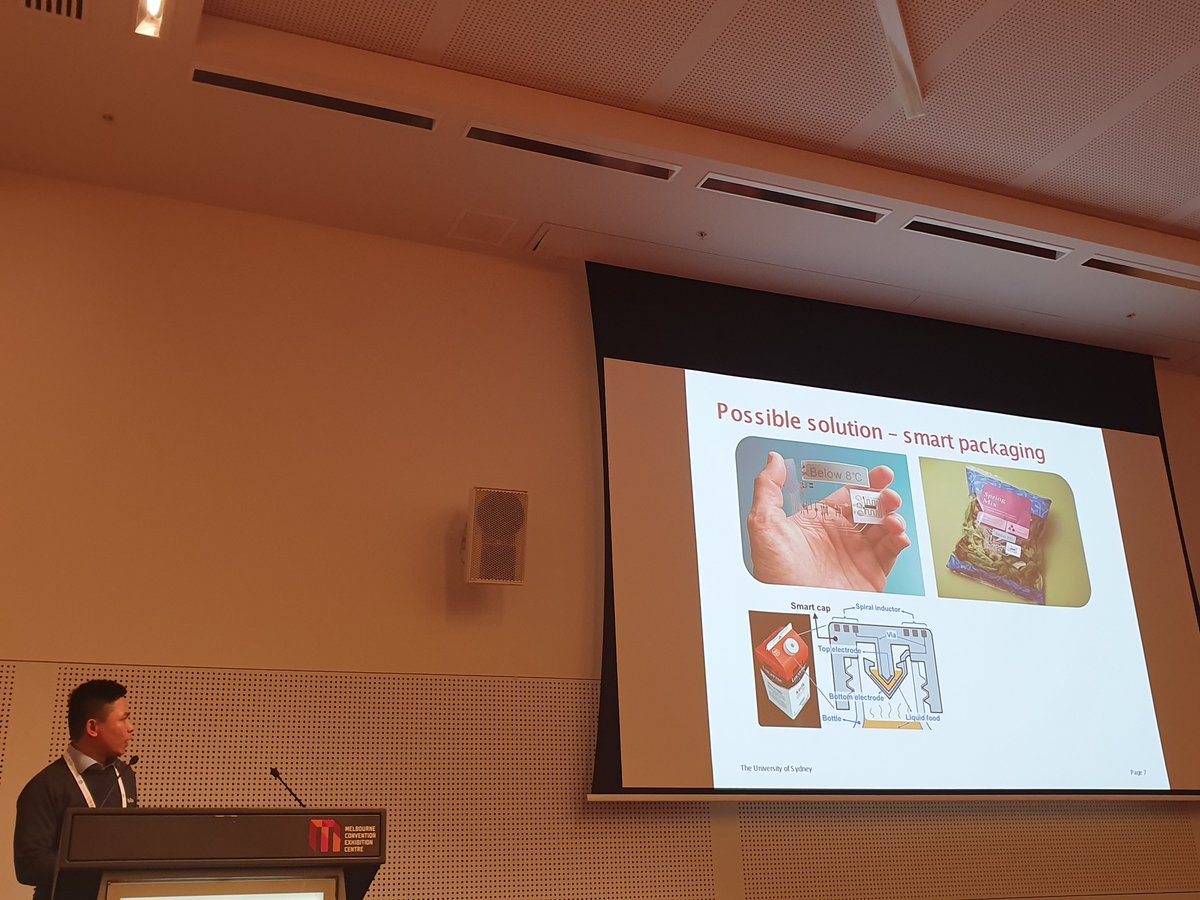 Usydfoodcentre's tweet photo. Day 3 for CAFE @ICEF13AUS: Prof @PJCullen100 spoke on scaling #plasma technology for the food industry; CAFE student Long Nguyen on polydiacetylene film-based #sensors as an indicator for food spoilage at low temperatures. We are having a great time at #ICEF13! @Eng_IT_Sydney https://t.co/Bn7OrSxaKk