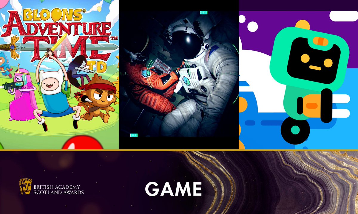 BAFTAScotland's tweet photo. The Game 🎮 nominees for #BAFTAScot19:
 
✨ Bloons Adventure Time TD (@ninjakiwigames)
✨ Observation (@_NoCode @devolverdigital)
✨ Socketeer (@IceBeamGames @wemakegames) https://t.co/Ih3oyYkBLT