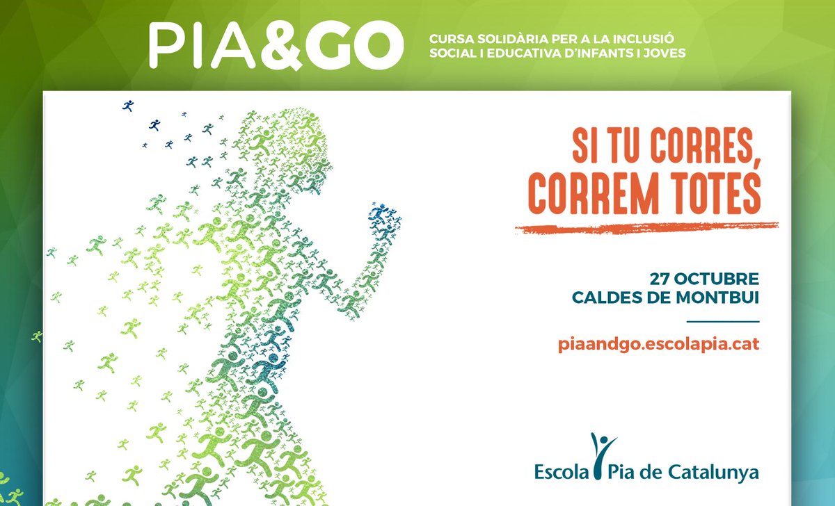 epnsdiputacio's tweet image. És hora de còrrer i participar a la cursa solidària de @escolapiacat  per a la inclusió social i educativa d&apos;infants i joves.
Apunta&apos;t a la #piaandgo i suma kilòmetres per una gran causa. Inscripcions: piaandgo.escolapia.cat