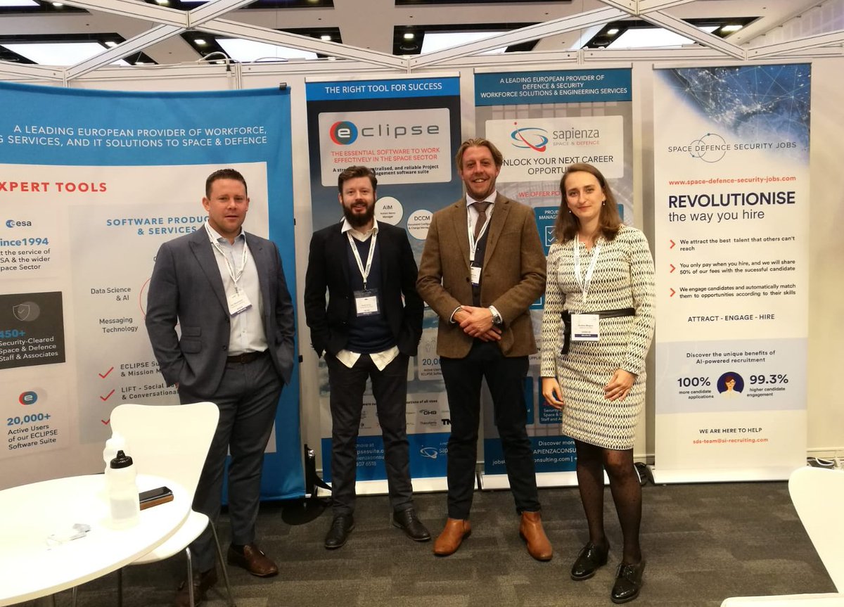SapienzaJobs's tweet photo. Good morning from the @ukspace2019 conference - day 2! We are located at stand B1, and we are more than ready to meet you! #ukspace2019 #Space #innovation #SpaceJobs #SpaceRecruitment #spaceproject #missionmanagement #ECLIPSEsoftwaresuite #SDSjobs https://t.co/qyhbkYItXy