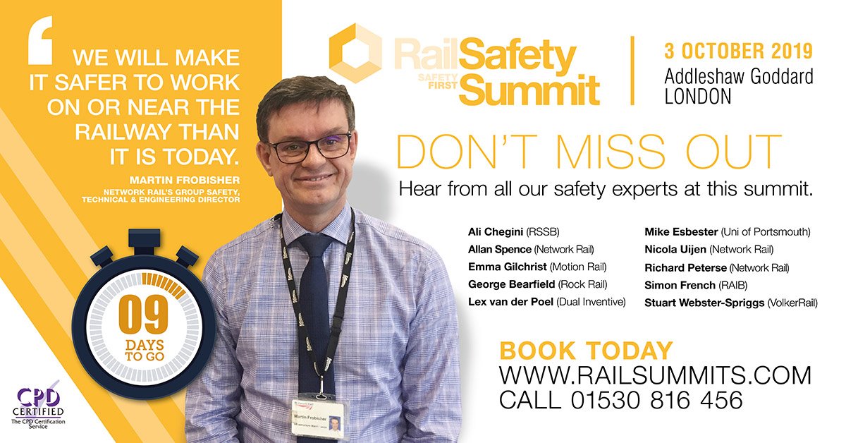 Only 9 days to go! Have you booked your ticket yet!?

View the packed agenda here - ow.ly/WqEG50wq9x6

#rail #railway #safety #safetyfirst #health #transport #summit #event #agenda #speakers #networking #realtalk #london

<a href="/AGinsight/">Addleshaw Goddard</a> <a href="/railmedia/">Rail Media</a> <a href="/Rail_Staff/">RailStaff</a> <a href="/RailSummits/">Rail Summits</a>