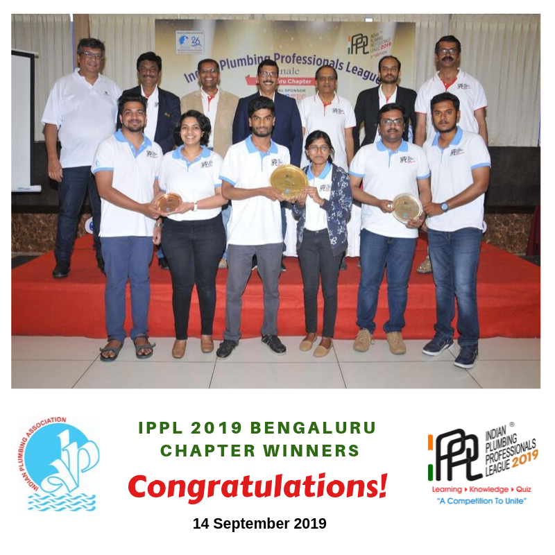 OfficialIPA's tweet photo. Kudos to winners of #IPPL2019 #BengaluruChapter.
1st: Karthik & Rashmi, Maple Engg-Design Services
2nd: Kaushik M.D & Dheeraj, Brigade Group
3rd: Spoorthi S & Yathin R., ESVE Design Solutions
#IPPLFinale #Day2 #26thIndianPlumbingConference. Register Now https://t.co/t5ZT2nJxAS https://t.co/ApuwcSt4nD