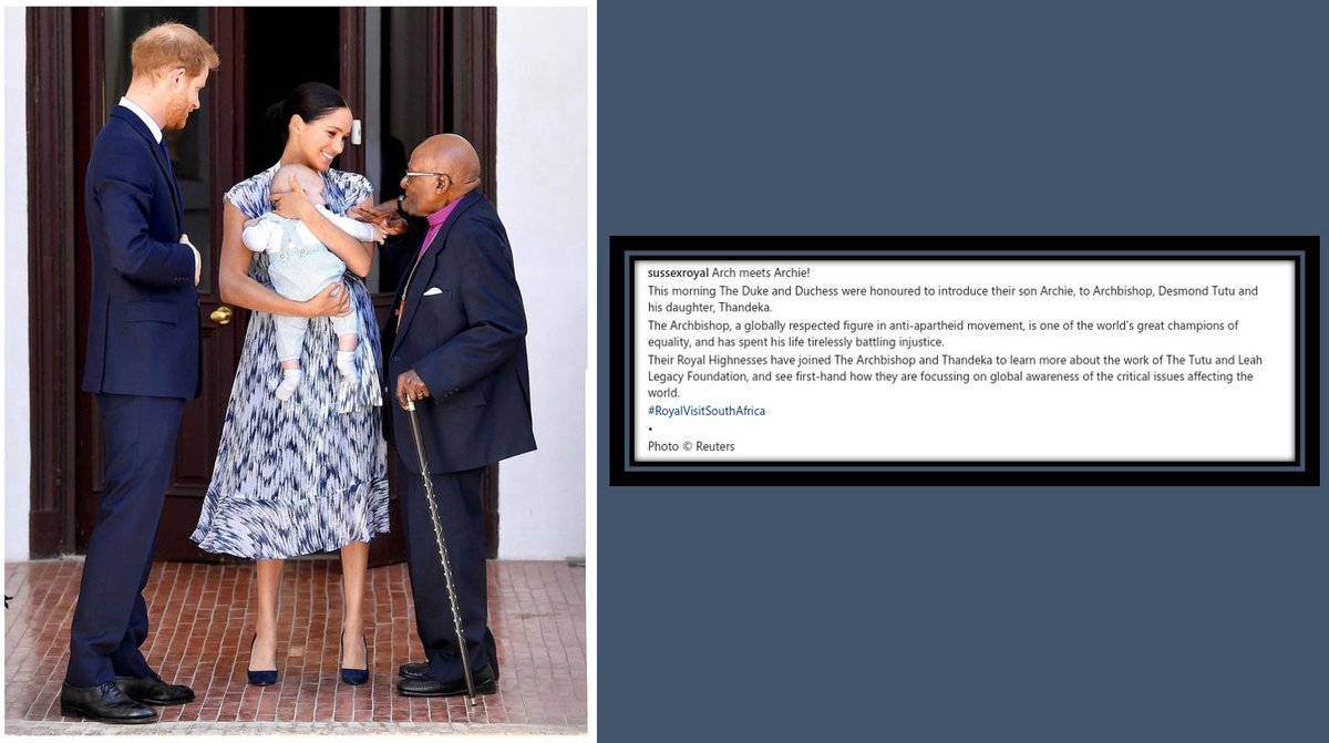 Meghan_N_Harry's tweet photo. An Iconic photo of #HarryandMeghan, #Archie and Archbishop Desmond Tutu.
Credit #Susseroyal IG. https://t.co/5LUnvZ2OZs