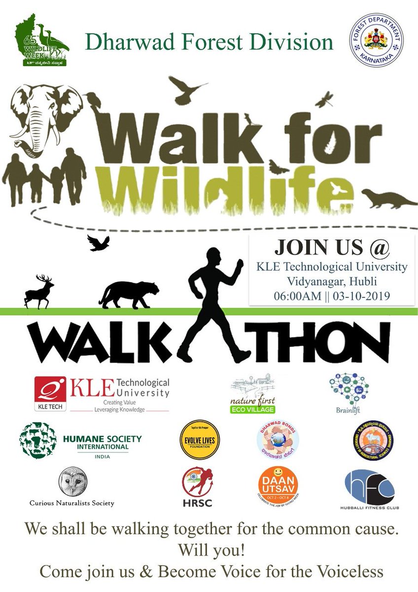 DcfDharwad's tweet photo. Cordially invites you for celebration of 65th Wild life Week  2019🐯🐼🦆🦋🐍🐢🐟
@aranya_kfd @JoshiPralhad @JagadishShettar @BelladArvind @prasad_abbayya @amrutdesaibjp @munenakoppa_mla @cmnimbannavar @SrinivasMane @mahesh_kar @crime_dcp @brts_hd @MyNWKRTC @HubliHescom https://t.co/GOIl2ftaXV